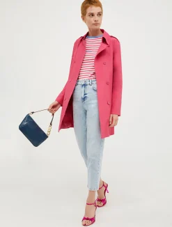 Double-breasted cropped trench coat