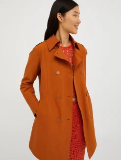 Double-breasted cropped trench coat