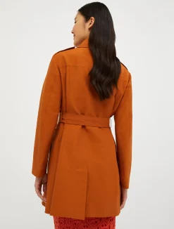 Double-breasted cropped trench coat