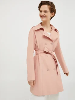 Double-breasted cropped trench coat