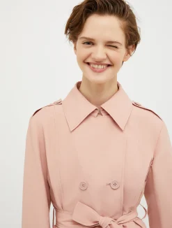 Double-breasted cropped trench coat