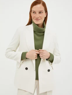 Double-breasted double cloth blazer
