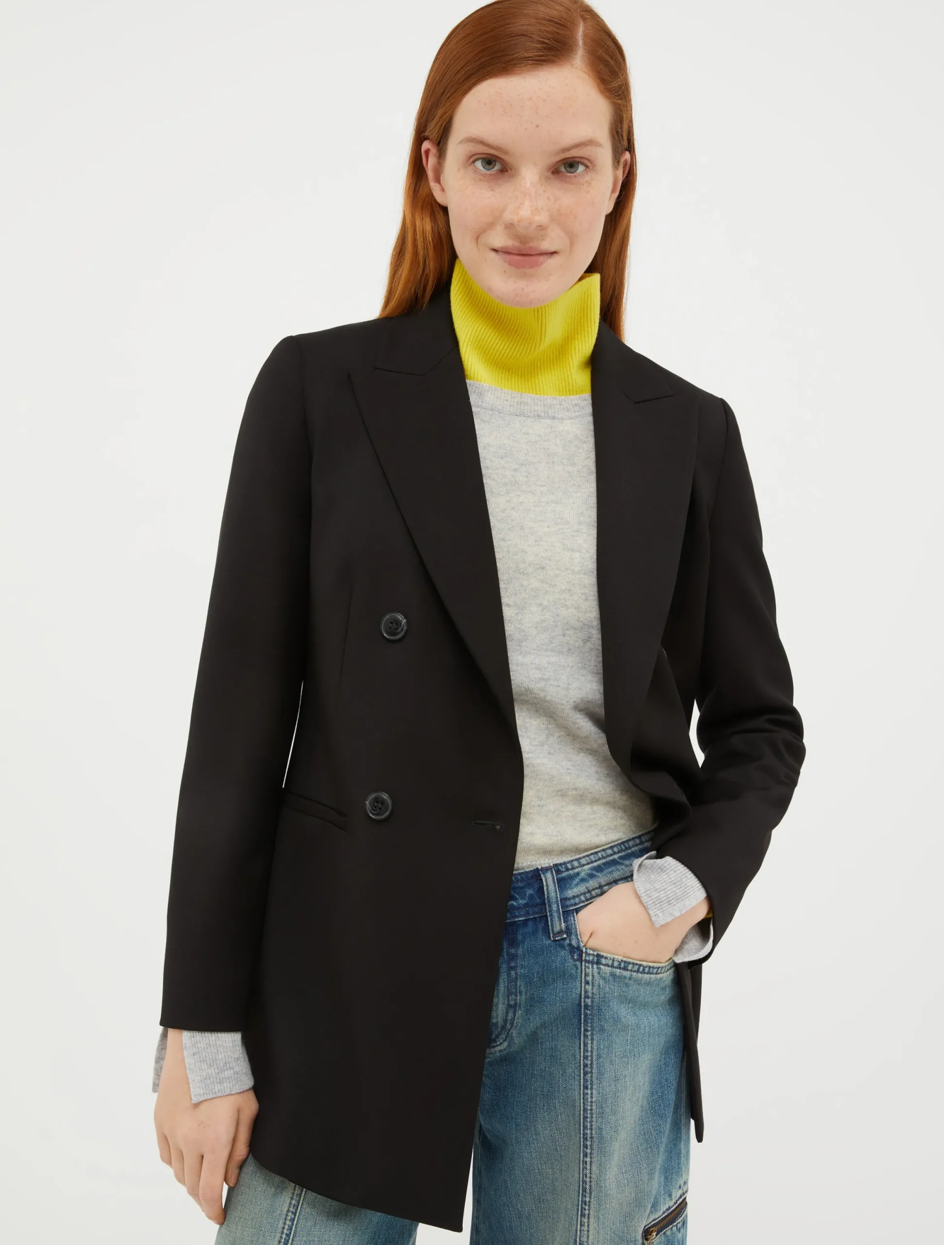 Double-breasted flannel blazer