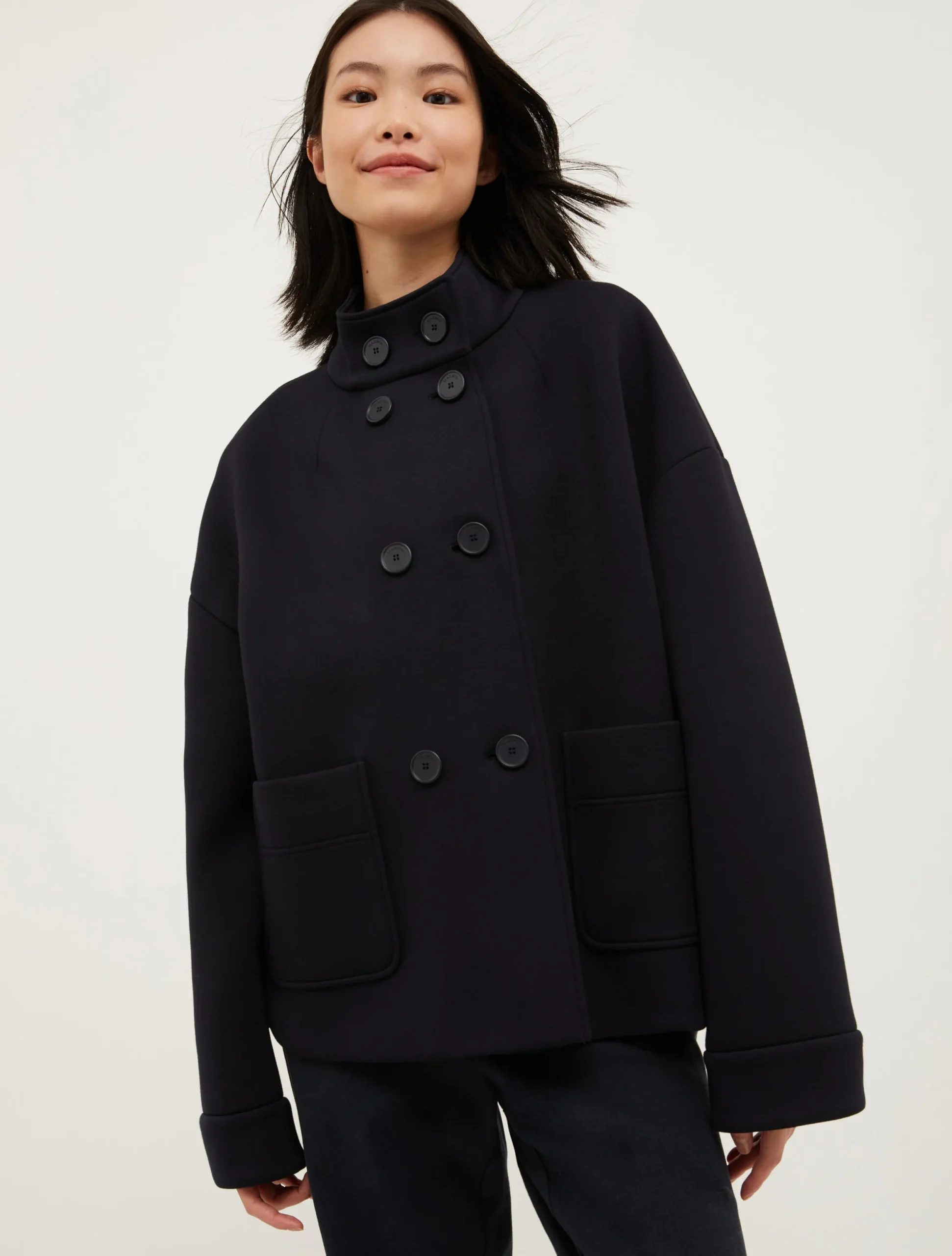 Double-breasted jersey jacket