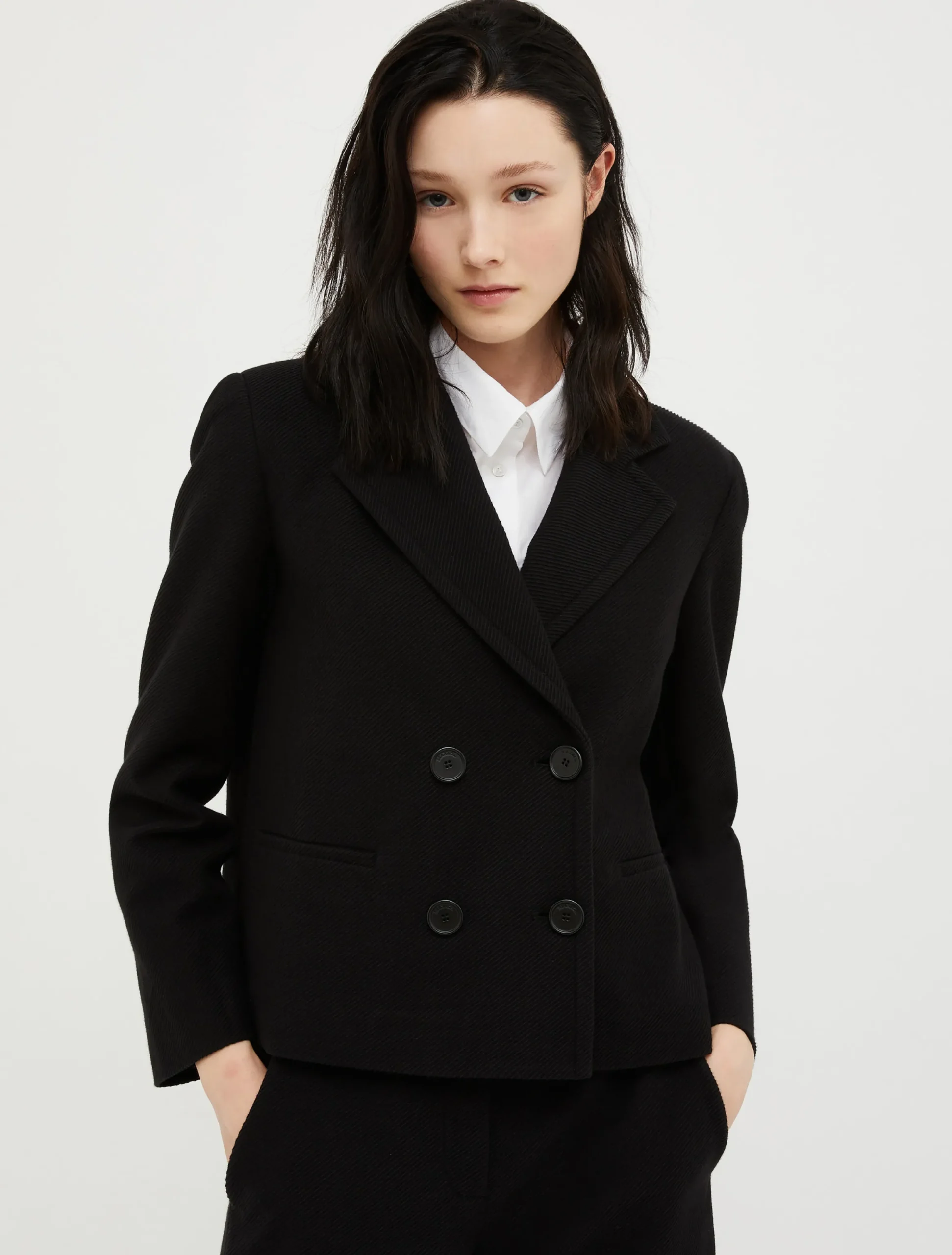 Double-breasted jersey-twill blazer