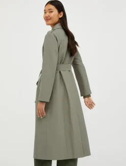 Double-breasted midi trench coat