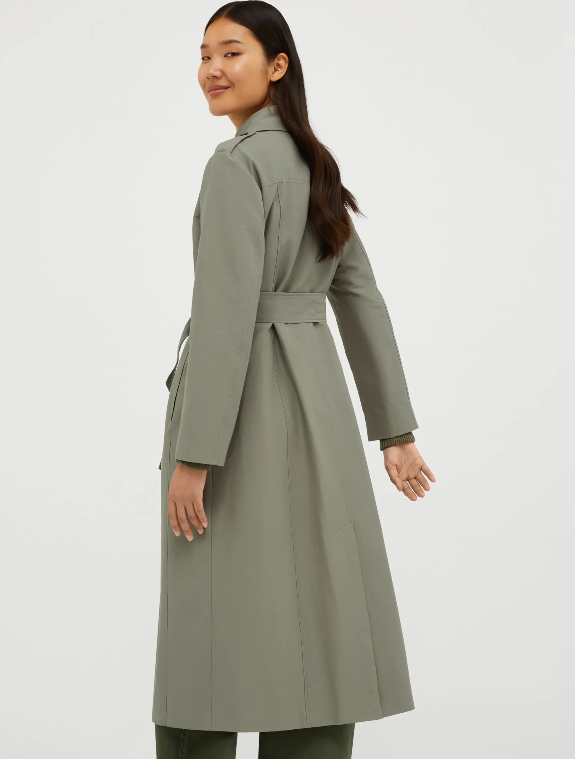 Double-breasted midi trench coat