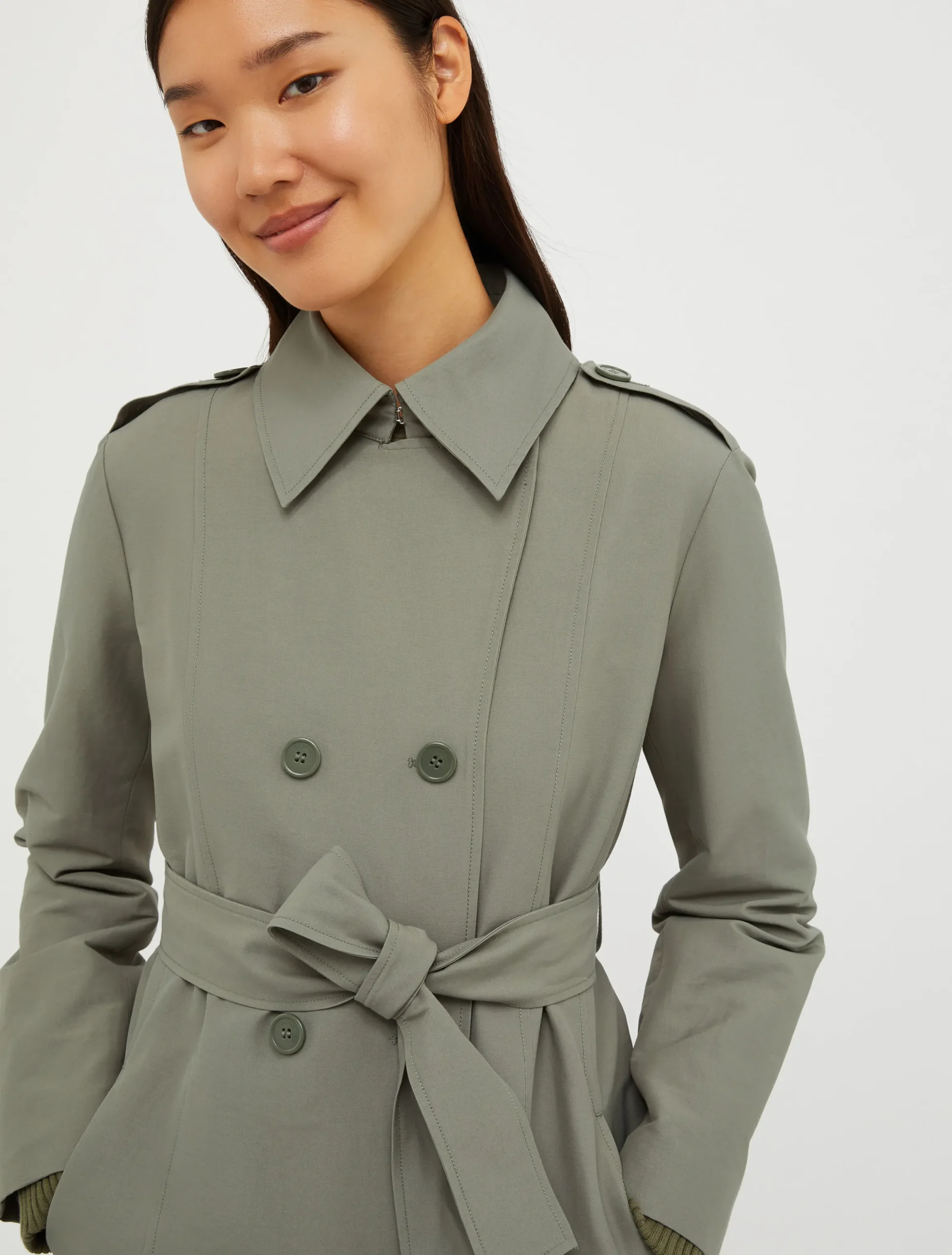 Double-breasted midi trench coat