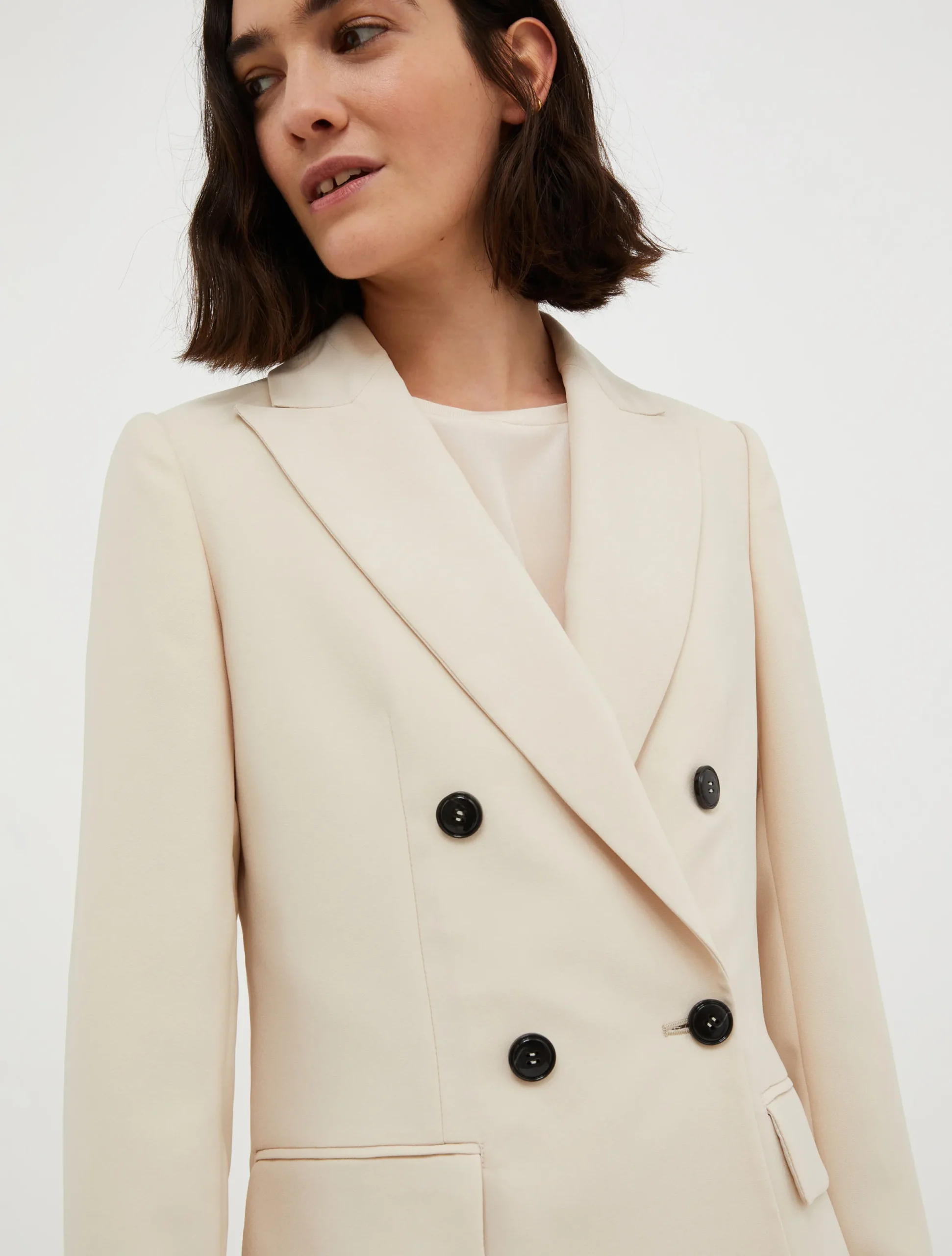 Double-breasted satin blazer
