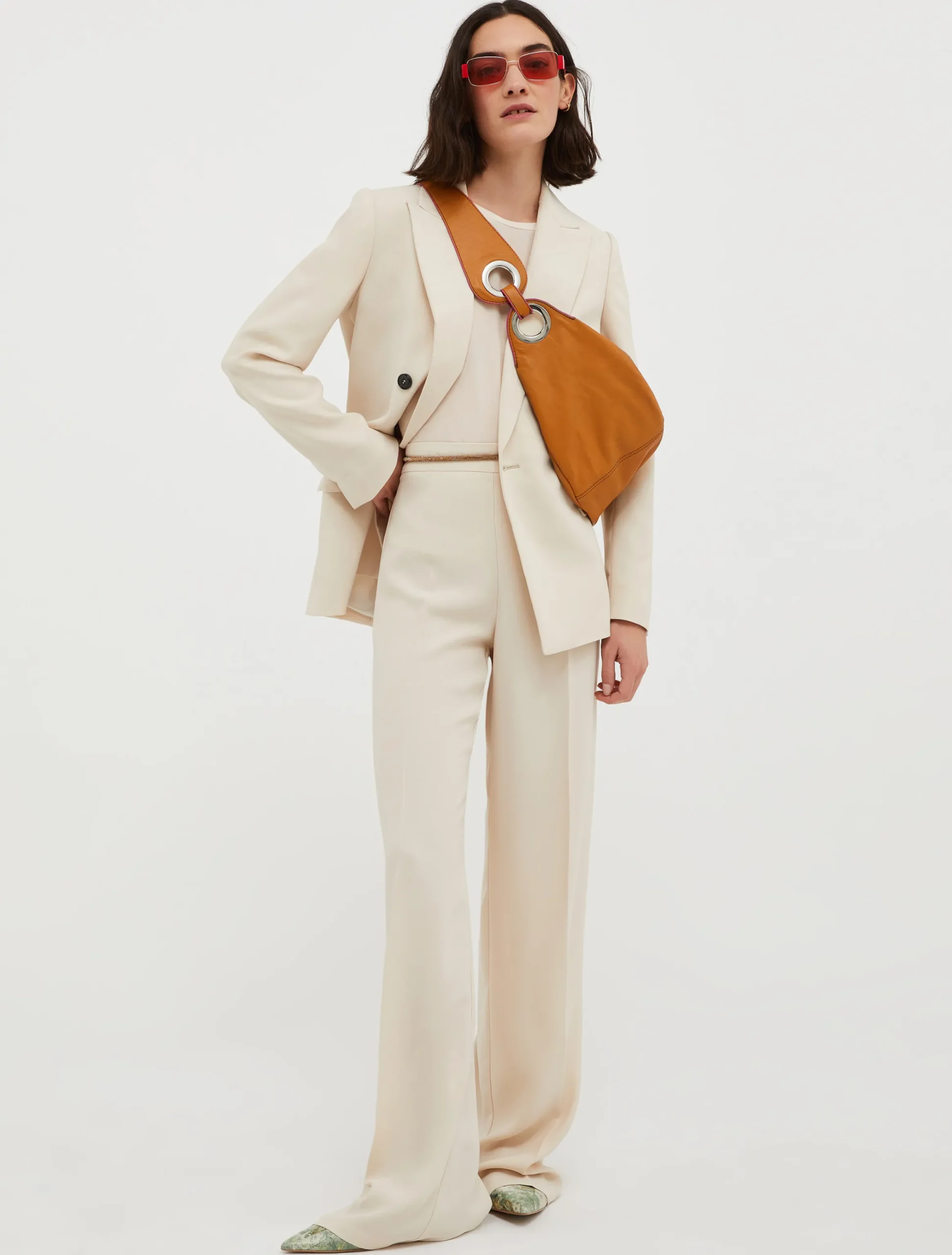 Double-breasted satin blazer