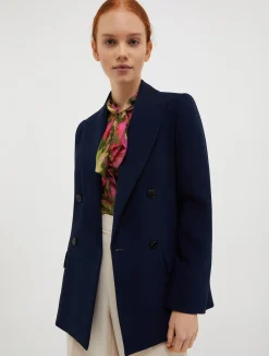 Double-breasted satin blazer