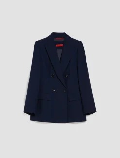 Double-breasted satin blazer