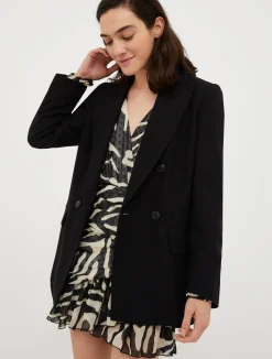 Double-breasted satin blazer