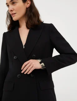 Double-breasted satin blazer