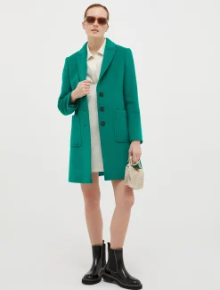 Double-faced wool-blend coat