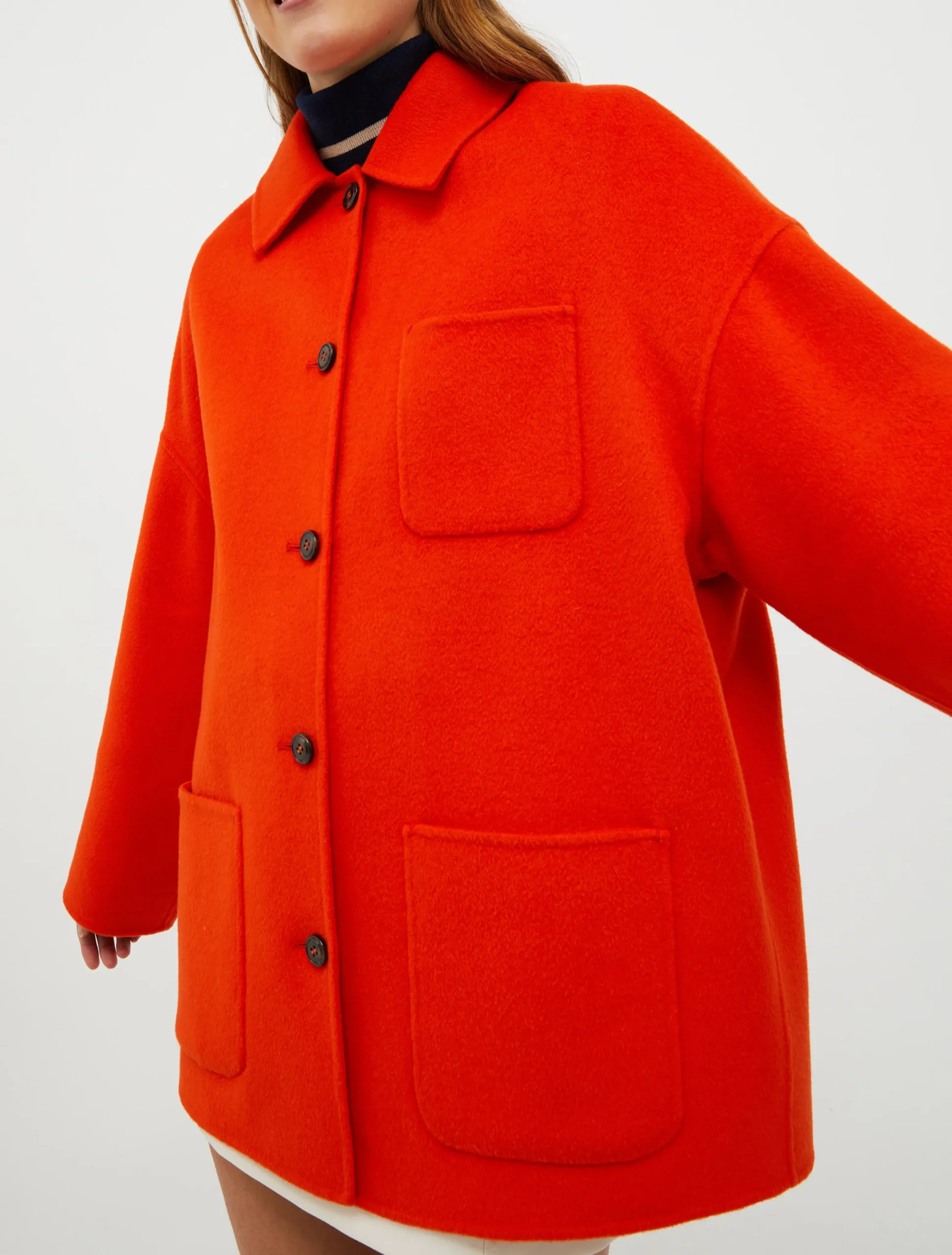 Double-faced wool-blend coat