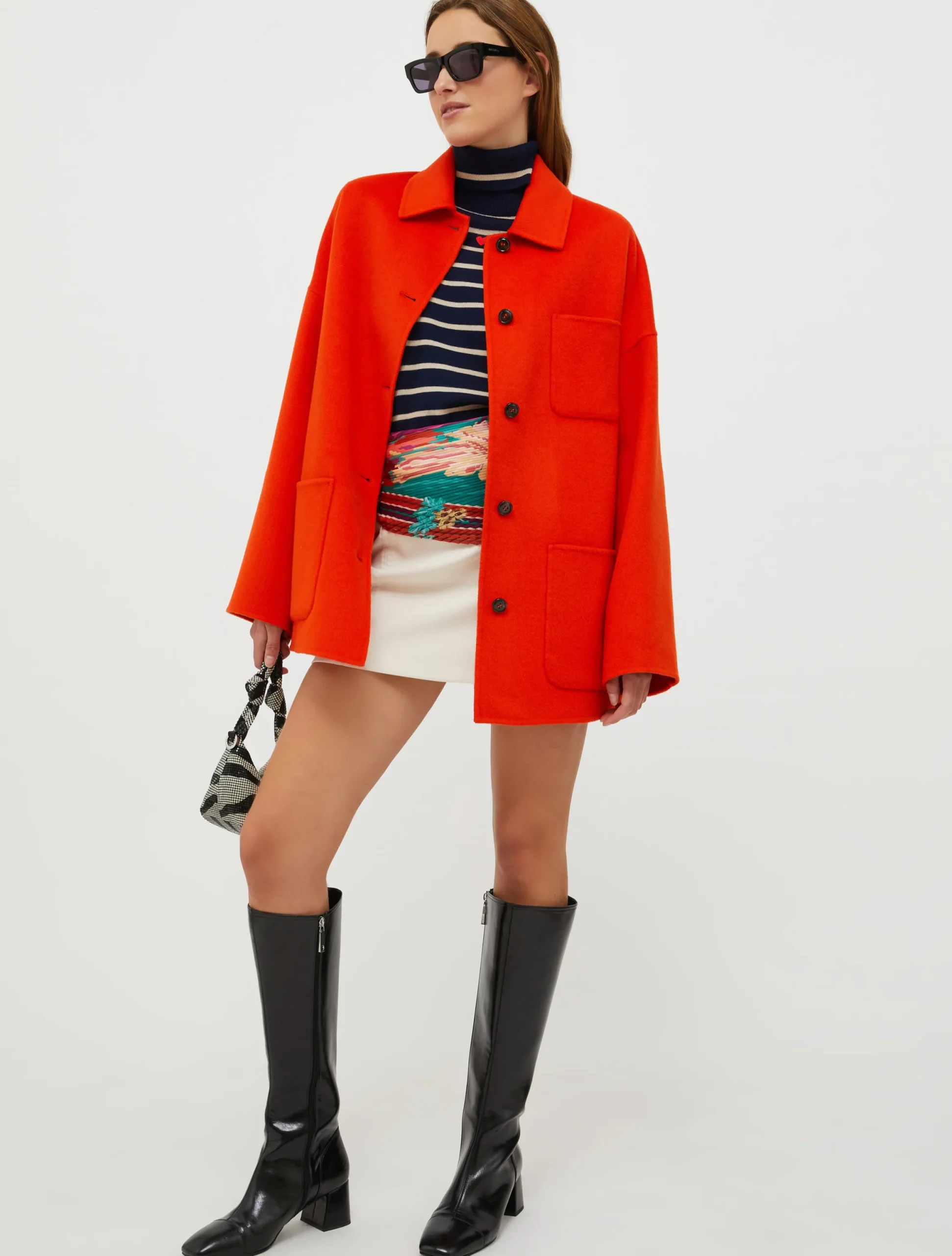 Double-faced wool-blend coat