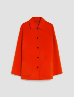 Double-faced wool-blend coat