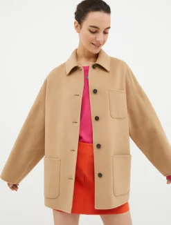 Double-faced wool-blend coat