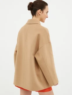 Double-faced wool-blend coat