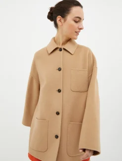 Double-faced wool-blend coat