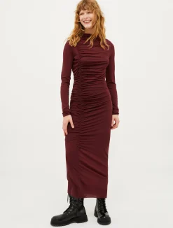 Draped jersey midi dress