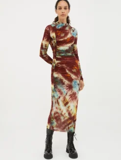 Draped jersey midi dress
