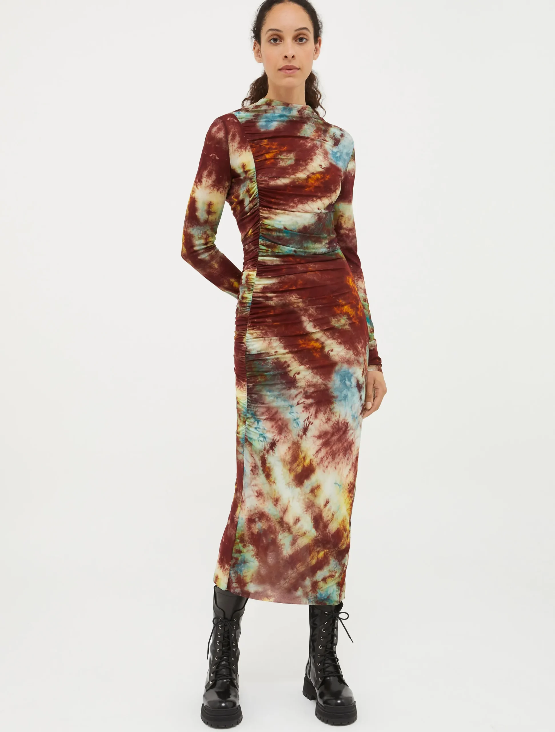 Draped jersey midi dress