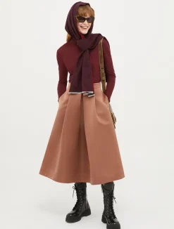 Duchess-satin corolla skirt