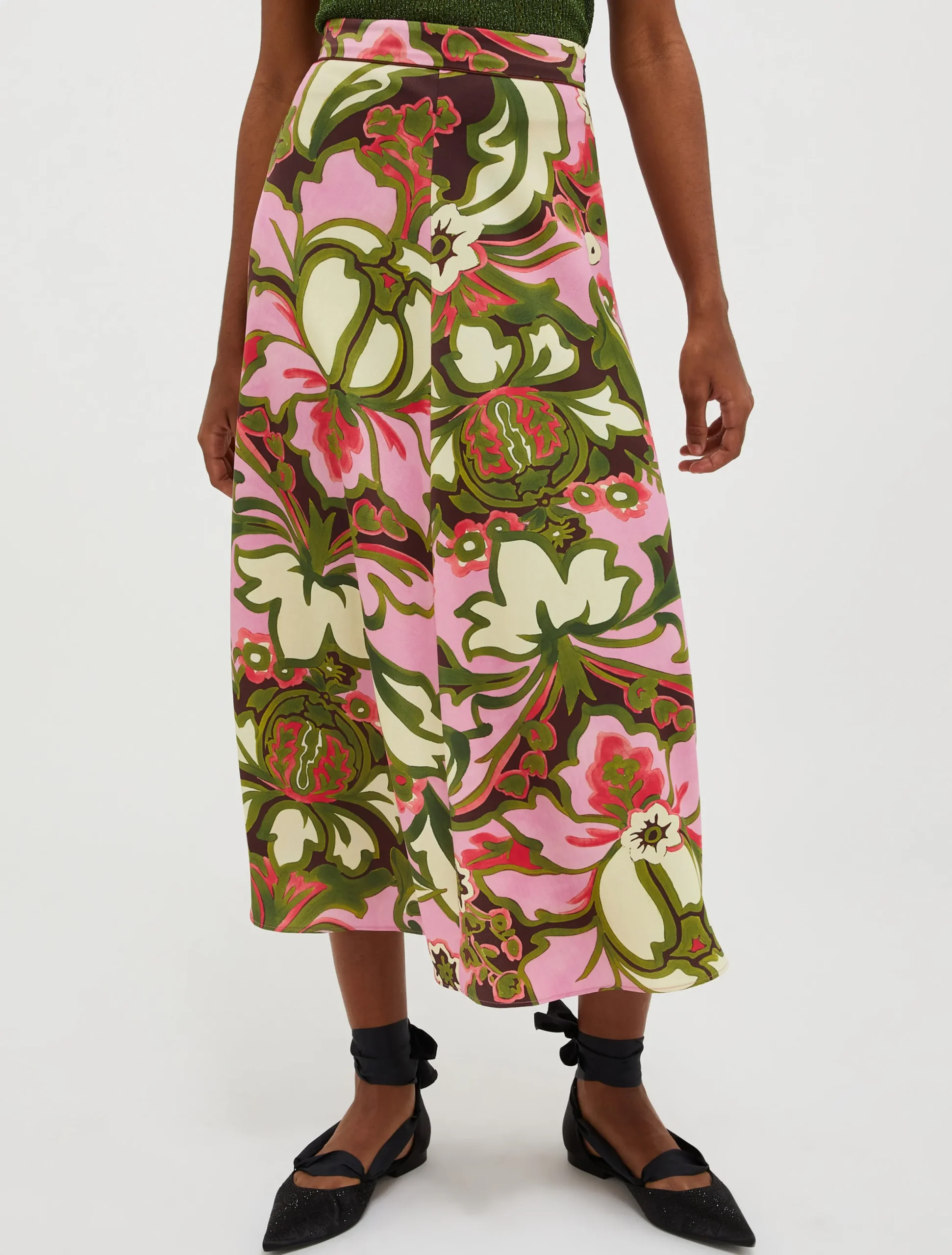 Envers-satin midi skirt