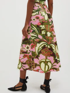 Envers-satin midi skirt