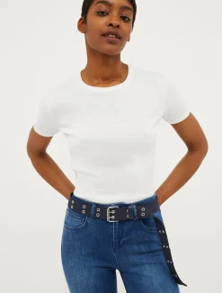 Eyelet-embellished belt