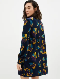 Floral velvet-jersey tunic dress