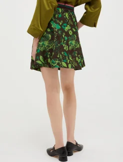 Floral-jacquard skirt