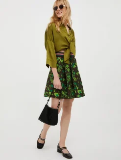 Floral-jacquard skirt