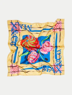 Floral-print silk-twill scarf