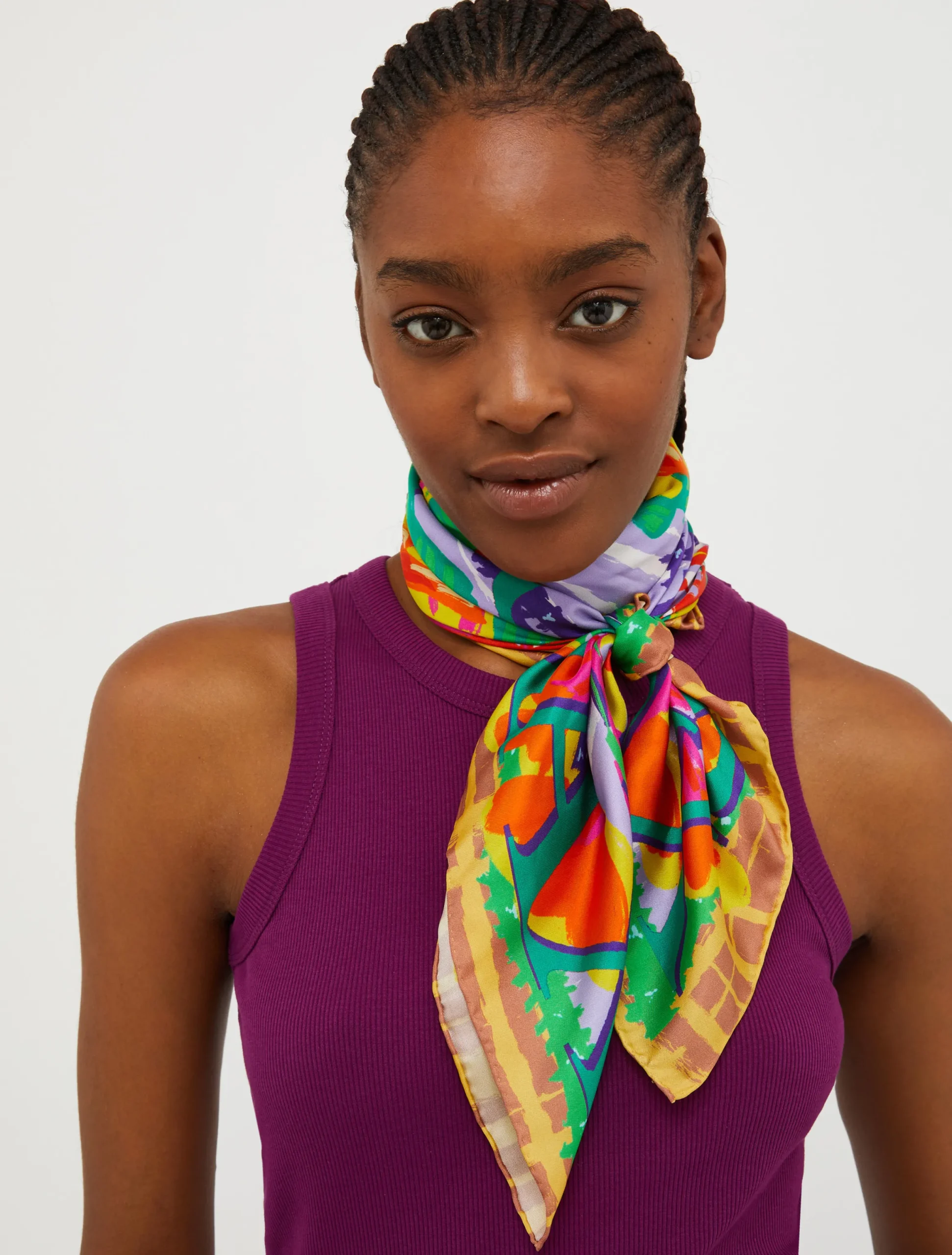 Floral-print silk-twill scarf