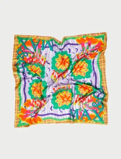 Floral-print silk-twill scarf