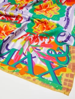 Floral-print silk-twill scarf