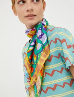 Floral-print silk-twill scarf