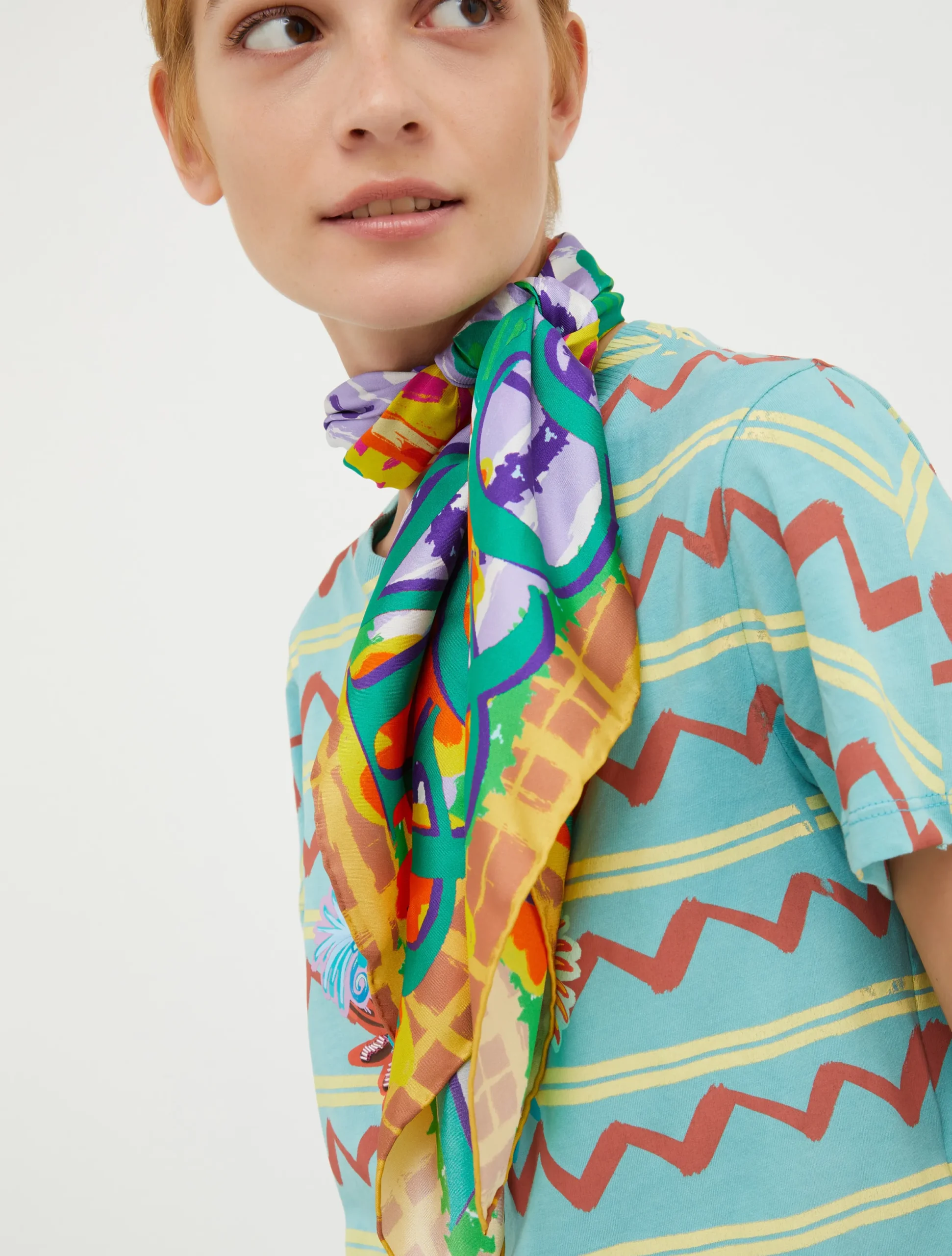 Floral-print silk-twill scarf
