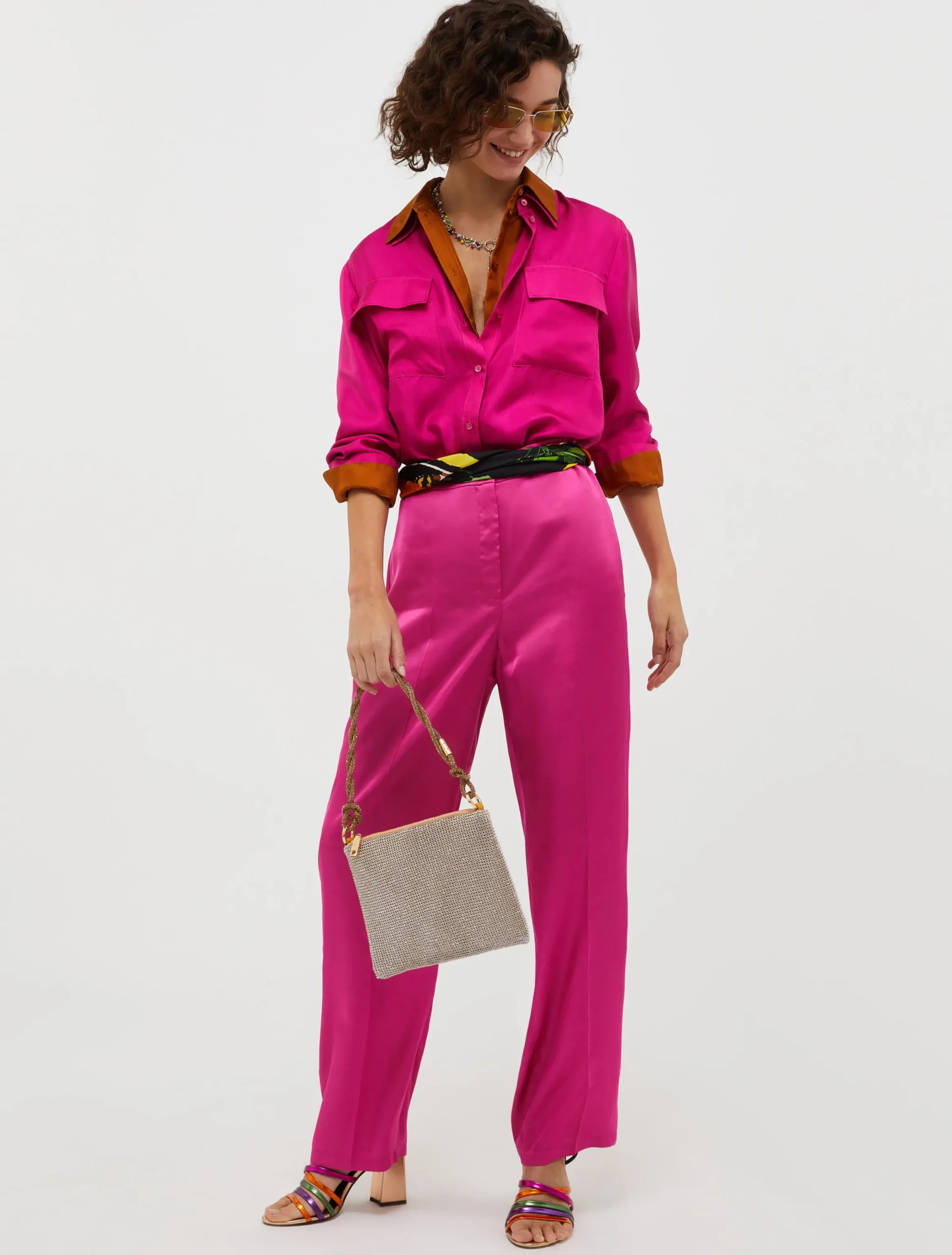 Flowing satin trousers