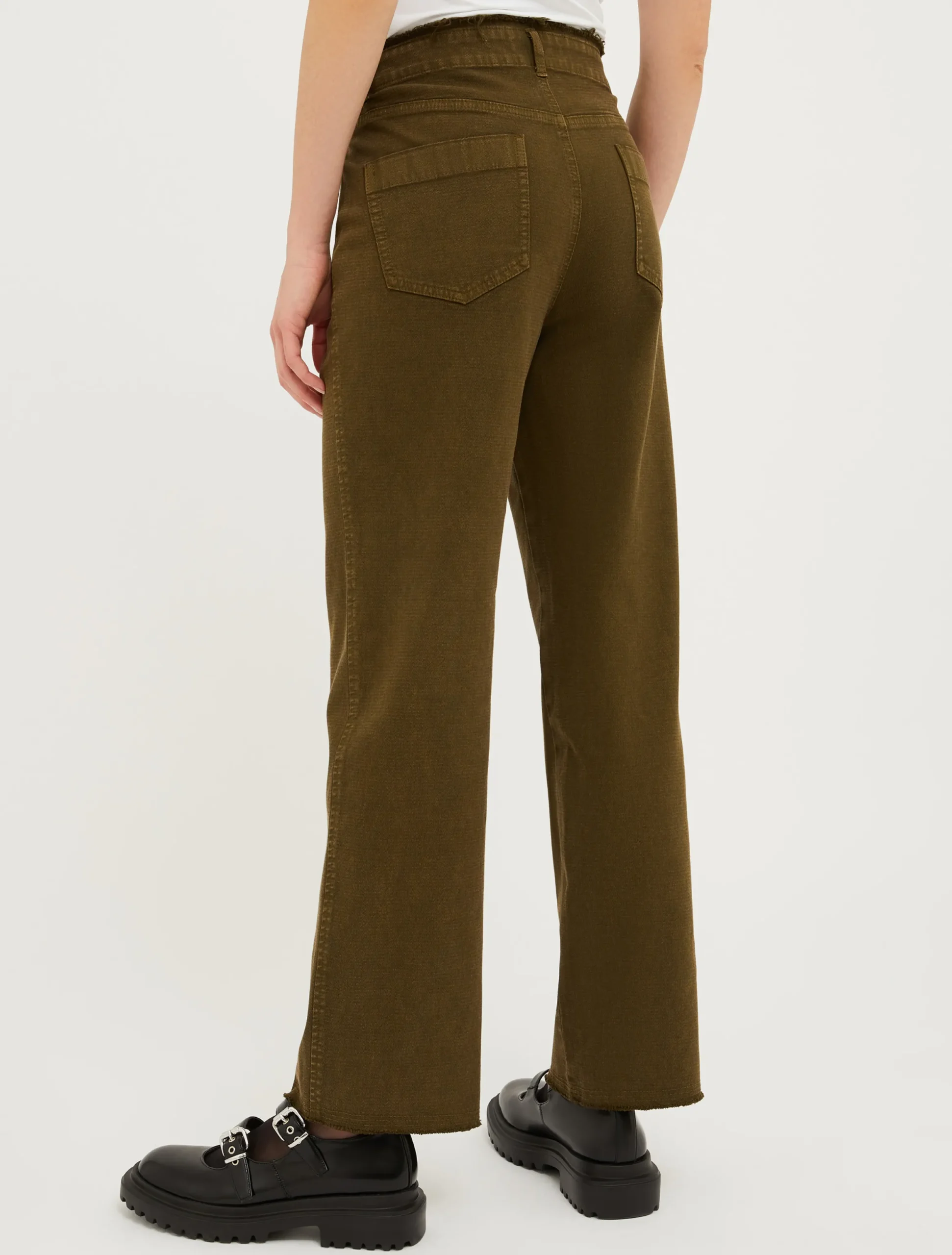 Fringed straight-leg trousers