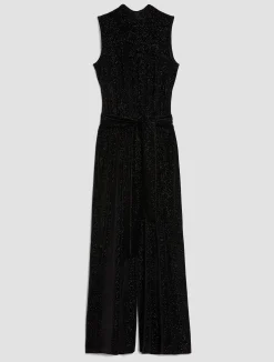 Glittered velvet-jersey jumpsuit