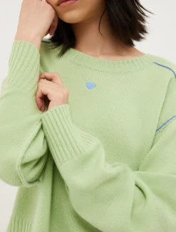Heart-embroidered cashmere jumper