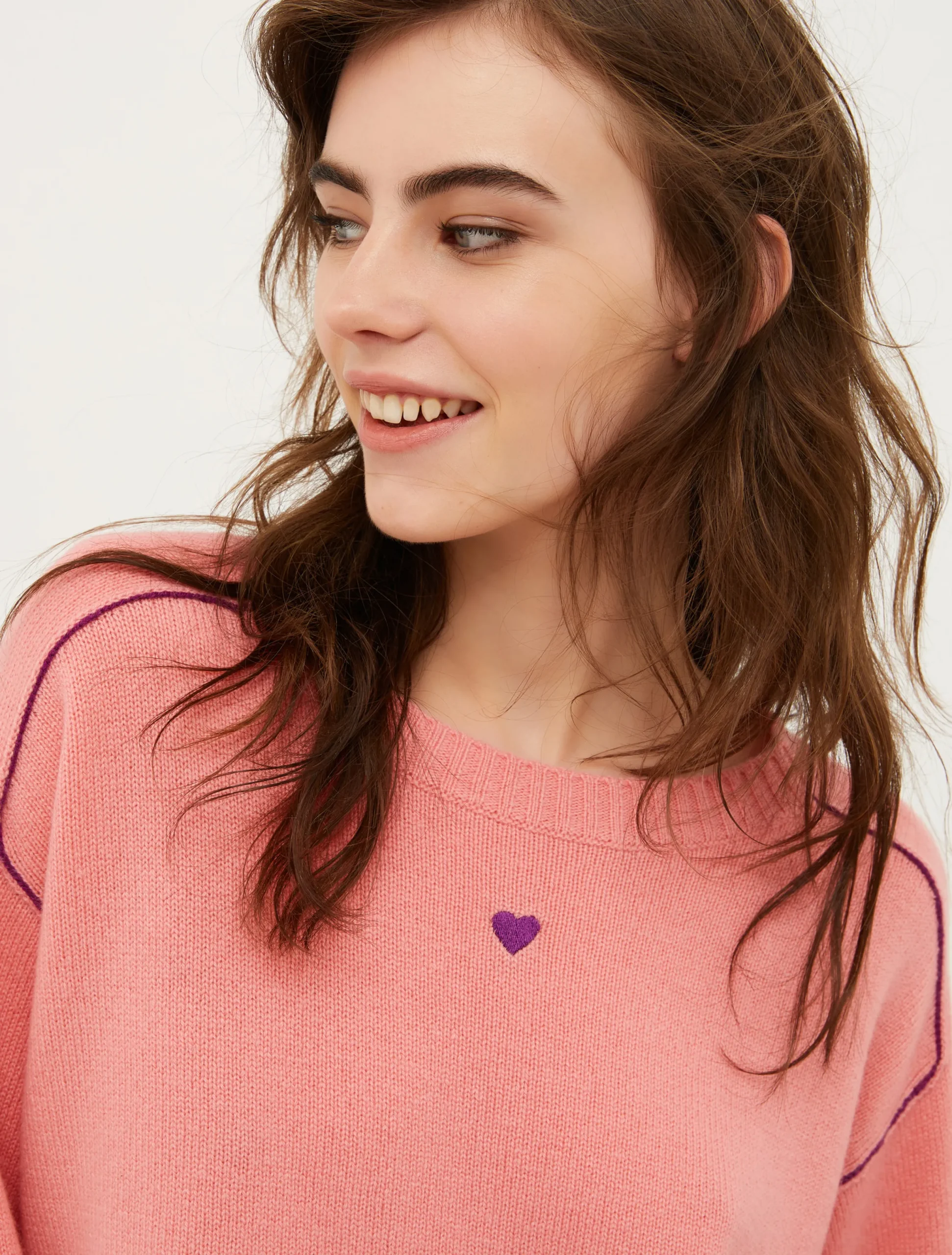 Heart-embroidered cashmere jumper