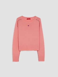 Heart-embroidered cashmere jumper