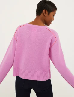 Heart-embroidered cashmere jumper