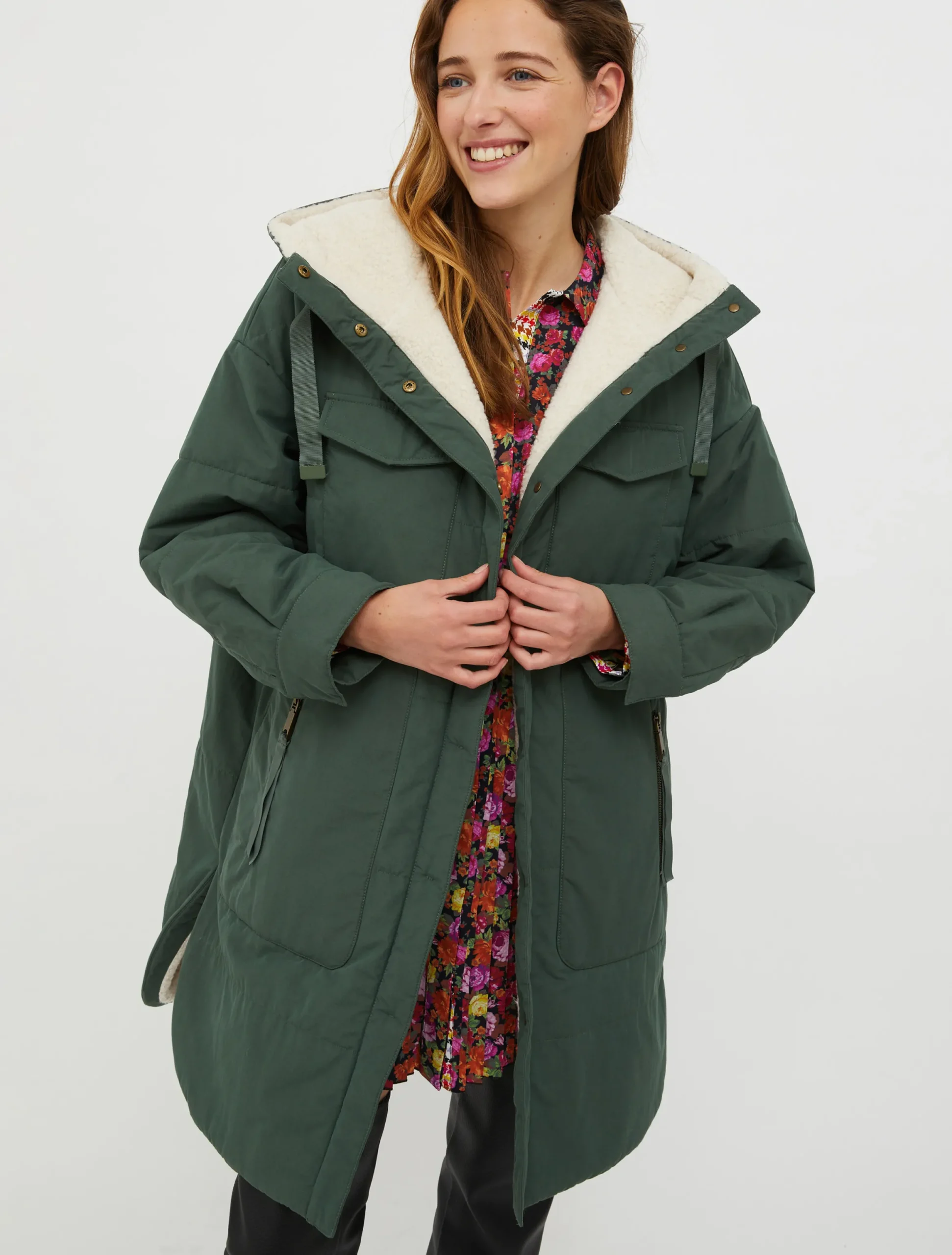 Hooded brushed-cotton parka