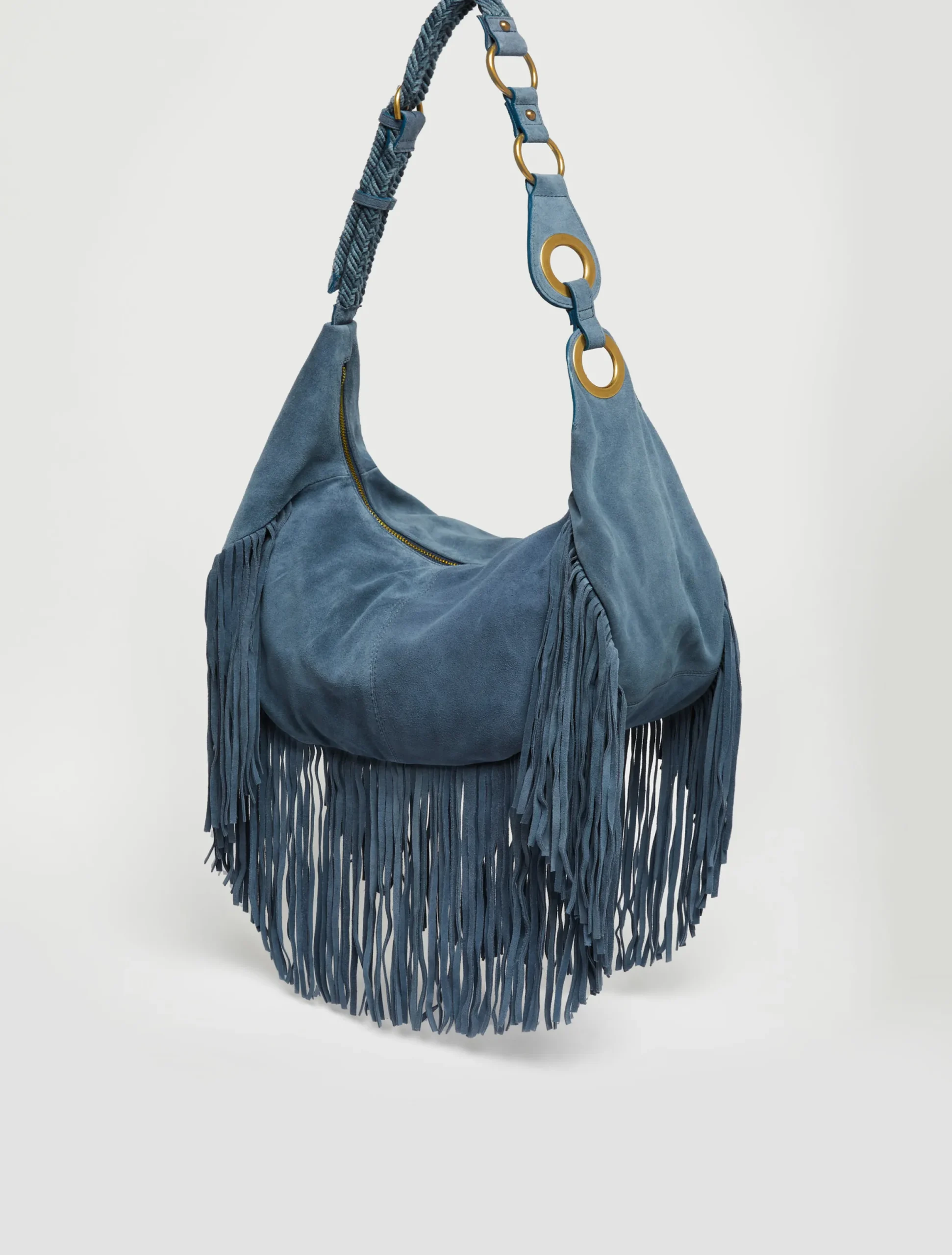 Hug fringed maxi hobo bag